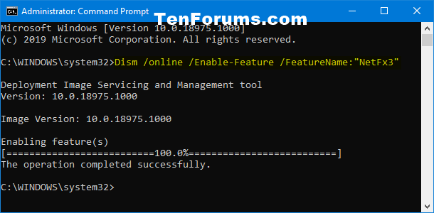 Cài đặt .NET Framework 3.5 trong Command Prompt