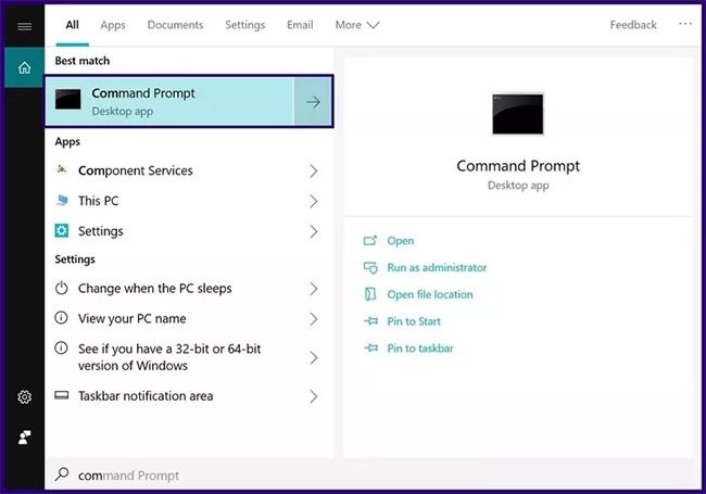 Tìm kiếm Command Prompt